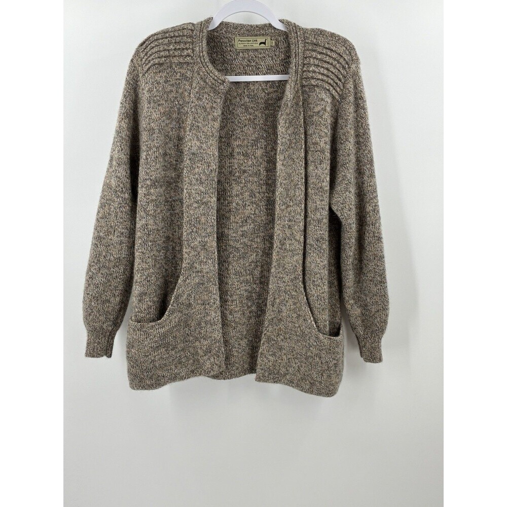 Peruvian Link Alpaca Open Cardigan Sweater Women’s S Brown Marled Heavyweight